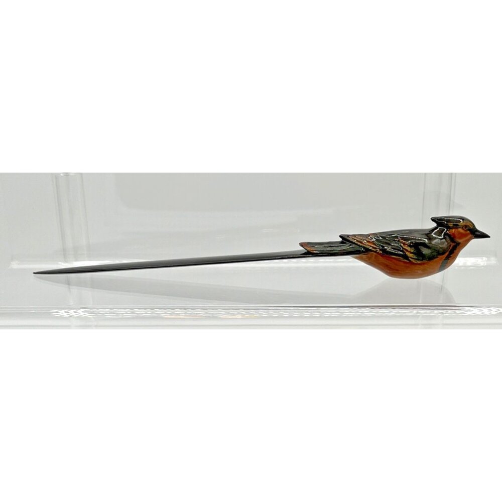 Red Cardinal Bird Letter Opener Wooden Hand Painted 8 Inches VINTAGE